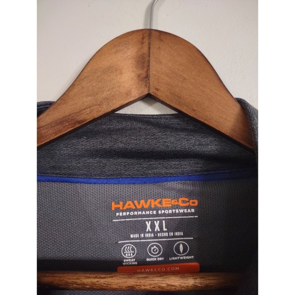 Hawke & Co. Tech-Fibers Athletic Shirt Men's 2XL XXL Long Sleeve Gray Mock Neck - Picture 3 of 7